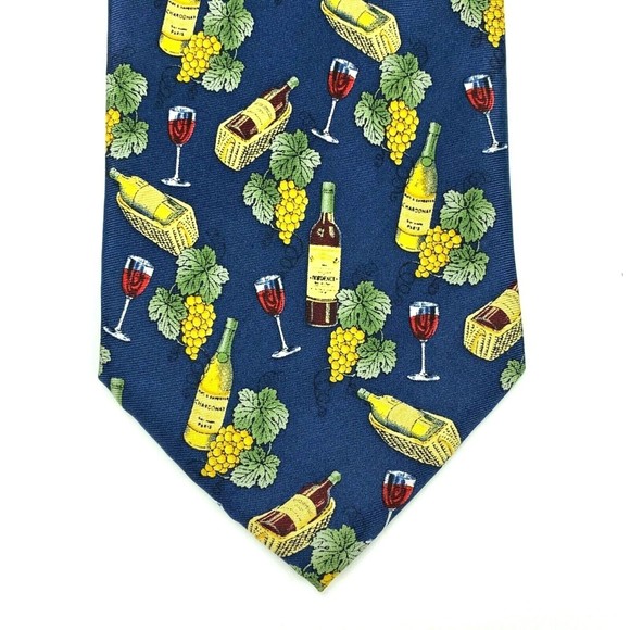 Utopia Men's Blue Tie Handmade Red Wine Chardonnay Grapes Novelty Necktie 58" - Picture 5 of 9
